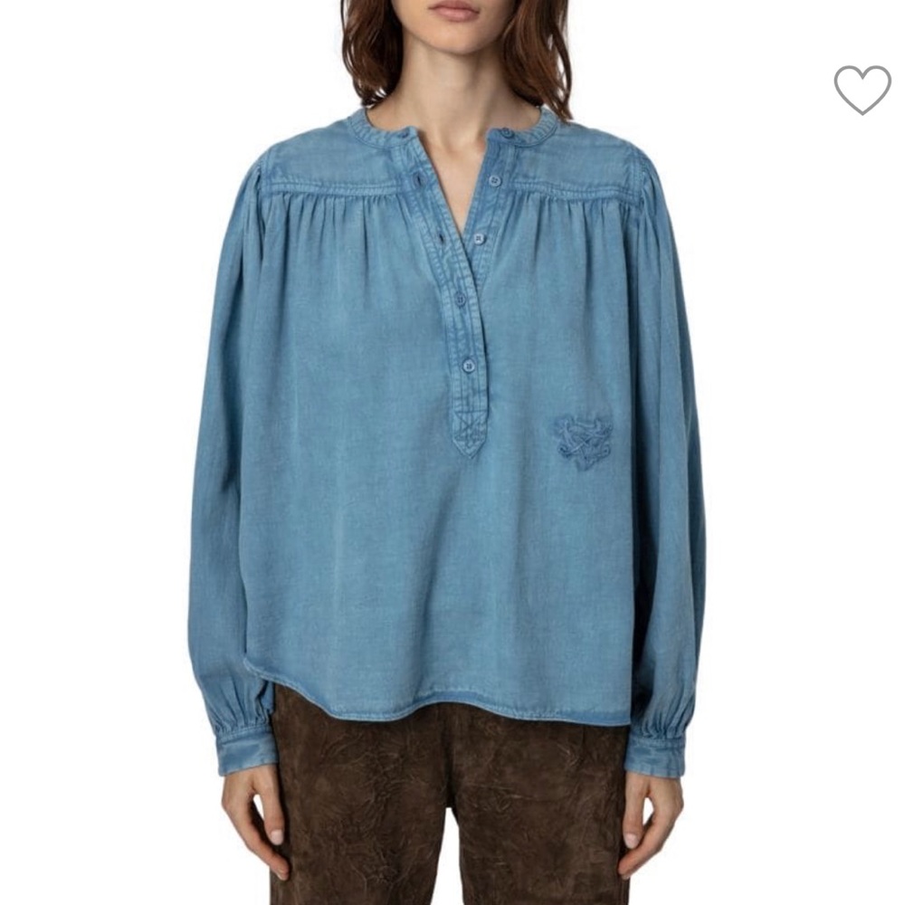 Zadig and Voltaire blue pale denim twill top size small